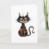 ハッピーハローウィン怖い黒猫ペルソナライズ カード (正面)