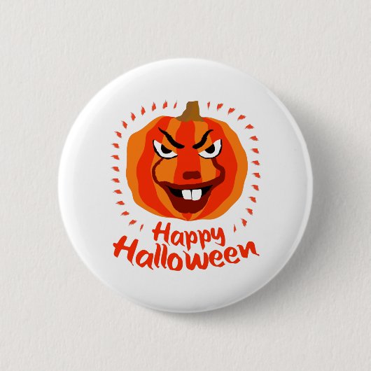 ハッピーハローウィン🎃怖おもしろいいカボ不気味チャ 缶バッジ (正面)