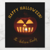 ハッピーハローウィン怖不気味いオレンジカボチャ ワインラベル (シングルラベル)