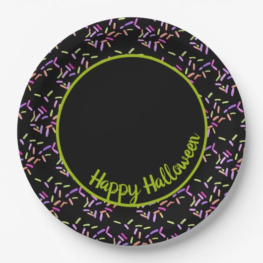 ハッピーハローウィン散水グリーンカスタマイズ可能 ペーパープレート (正面)