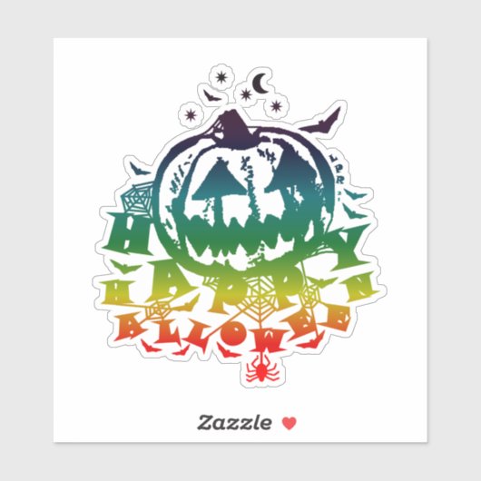 ハッピーハローウィン数々のハロウィーンのカボチャのちょうちん色 シール (シート)