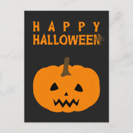 ハッピーハローウィン文字とカボチャ(黒いはがき) ポストカード