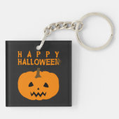 ハッピーハローウィン文字とパンプキンオンブラックキーチェーン キーホルダー (裏面)