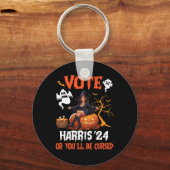 ハッピーハローウィン日Vote Harris 2024またはB キーホルダー (正面)