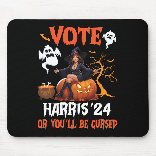 ハッピーハローウィン日Vote Harris 2024またはB マウスパッド (正面)