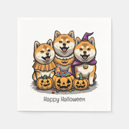 ハッピーハローウィン柴犬ドッグ スタンダードカクテルナプキン