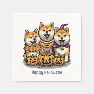 ハッピーハローウィン柴犬ドッグ スタンダードカクテルナプキン