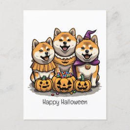 ハッピーハローウィン柴犬ドッグ ポストカード