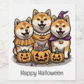 ハッピーハローウィン柴犬ドッグ ワインラベル (シングルラベル)