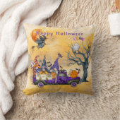 ハッピーハローウィン格言ウィッチキャットドッグ&幽霊 クッション (ブランケット)