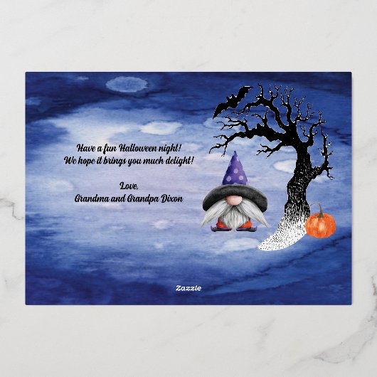 ハッピーハローウィン格言不気味挨拶 箔シーズンカード (裏面)