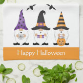 ハッピーハローウィン格言紫オレンジ キッチンタオル (折り畳み)