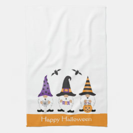ハッピーハローウィン格言紫オレンジ キッチンタオル
