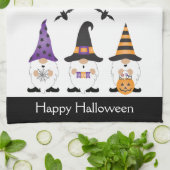 ハッピーハローウィン格言紫オレンジ キッチンタオル (折り畳み)