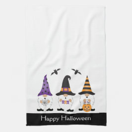 ハッピーハローウィン格言紫オレンジ キッチンタオル