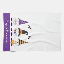 ハッピーハローウィン格言紫オレンジ キッチンタオル