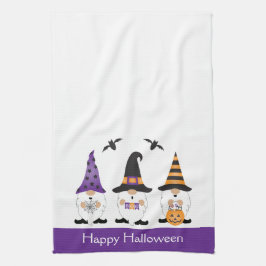 ハッピーハローウィン格言紫オレンジ キッチンタオル