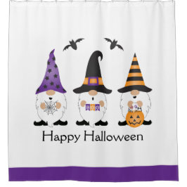 ハッピーハローウィン格言紫オレンジ シャワーカーテン