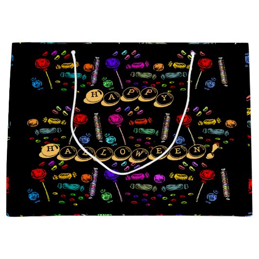 ハッピーハローウィン棒つきキャンデーとキャンディパターン， ZSSG ラージペーパーバッグ (正面)