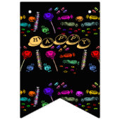 ハッピーハローウィン棒つきキャンデーとキャンディブラックパターン バンティングフラッグ (第2の旗)