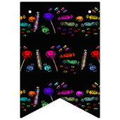 ハッピーハローウィン棒つきキャンデーとキャンディブラックパターン バンティングフラッグ (第3の旗)