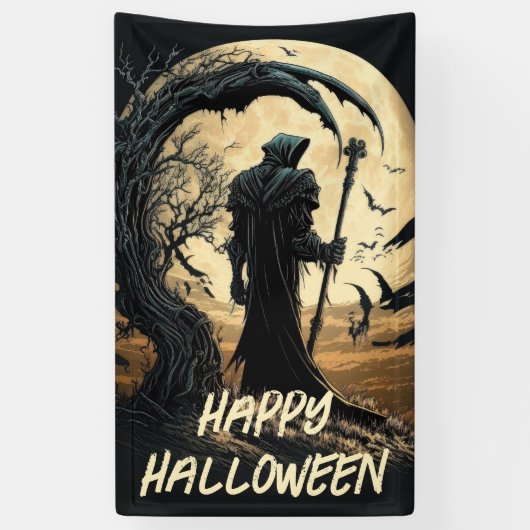ハッピーハローウィン死神 横断幕 (縦)