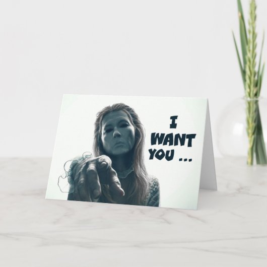 ハッピーハローウィン気味悪い女性幽霊ユーモア シーズンカード (正面)