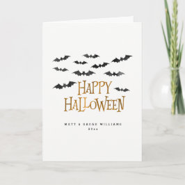 ハッピーハローウィン水カラーこうもり カード