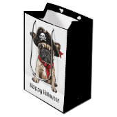 ハッピーハローウィン海賊フランスのブルドッグ ミディアムペーパーバッグ (正面アングル)