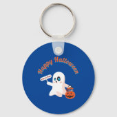 ハッピーハローウィン深いブルーサークルkeyChain キーホルダー (正面)