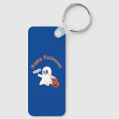 ハッピーハローウィン深い青い四角形keyChain キーホルダー (裏面)
