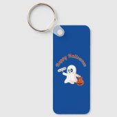 ハッピーハローウィン深い青い四角形keyChain キーホルダー (正面)