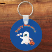 ハッピーハローウィン深いBlue keyChain キーホルダー (正面)