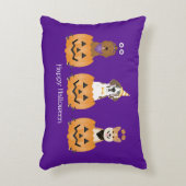 ハッピーハローウィン犬をカボチャに アクセントクッション (正面(垂直))