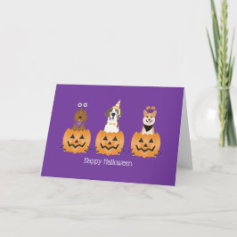 ハッピーハローウィン犬をカボチャに カード