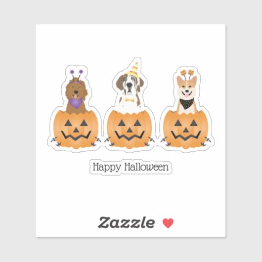 ハッピーハローウィン犬をカボチャに シール (シート)