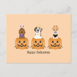 ハッピーハローウィン犬をカボチャに ポストカード