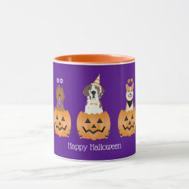 ハッピーハローウィン犬をカボチャに マグカップ