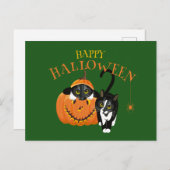 ハッピーハローウィン猫おもしろいはがき ポストカード (正面/裏面)