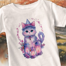 ハッピーハローウィン猫とキャンドル ベビーTシャツ