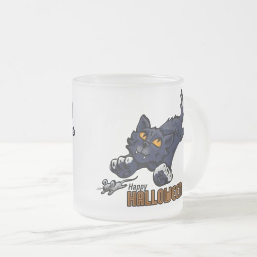 ハッピーハローウィン猫とマウス フロストグラスマグカップ (正面右)