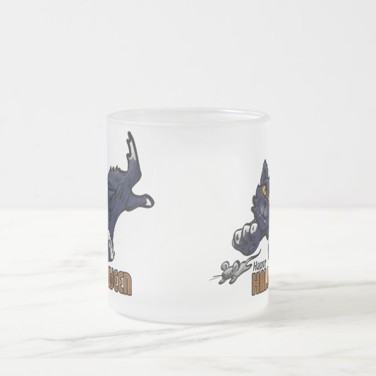 ハッピーハローウィン猫とマウス フロストグラスマグカップ (中央)