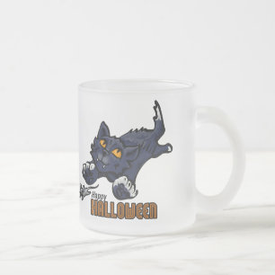 ハッピーハローウィン猫とマウス フロストグラスマグカップ