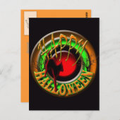 ハッピーハローウィン猫と月絵はがき ポストカード (正面/裏面)