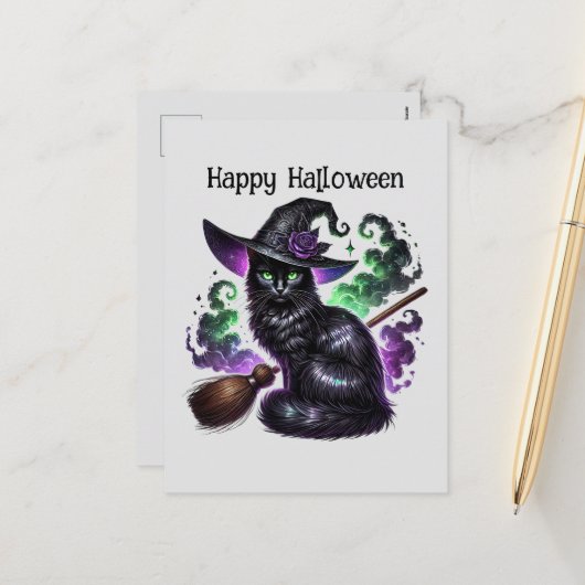 ハッピーハローウィン猫の魔導書 シーズンポストカード (正面/裏面インサイチュ)