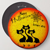 ハッピーハローウィン猫丸ボタン 缶バッジ (正面&裏面)