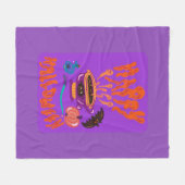 ハッピーハローウィン猫好き魔女のカップのコーヒー フリースブランケット (正面(横))