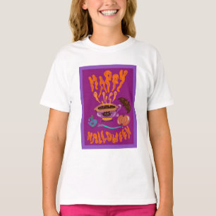 ハッピーハローウィン猫好き魔女のカップのコーヒー Tシャツ