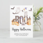 ハッピーハローウィン猫幽霊たちかぼちゃブカワイキッド シーズンカード (スタンド正面)