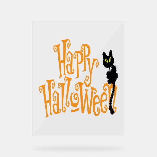 ハッピーハローウィン猫 アクリルサイン (正面)